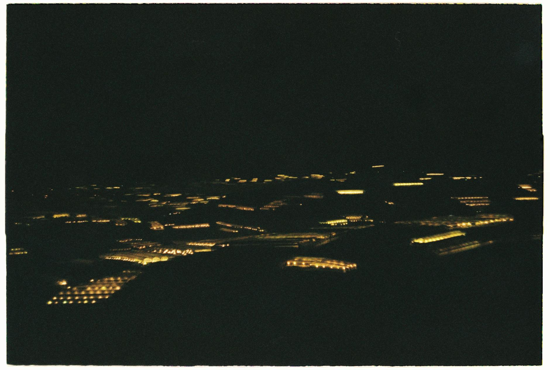 view from an airplane at night