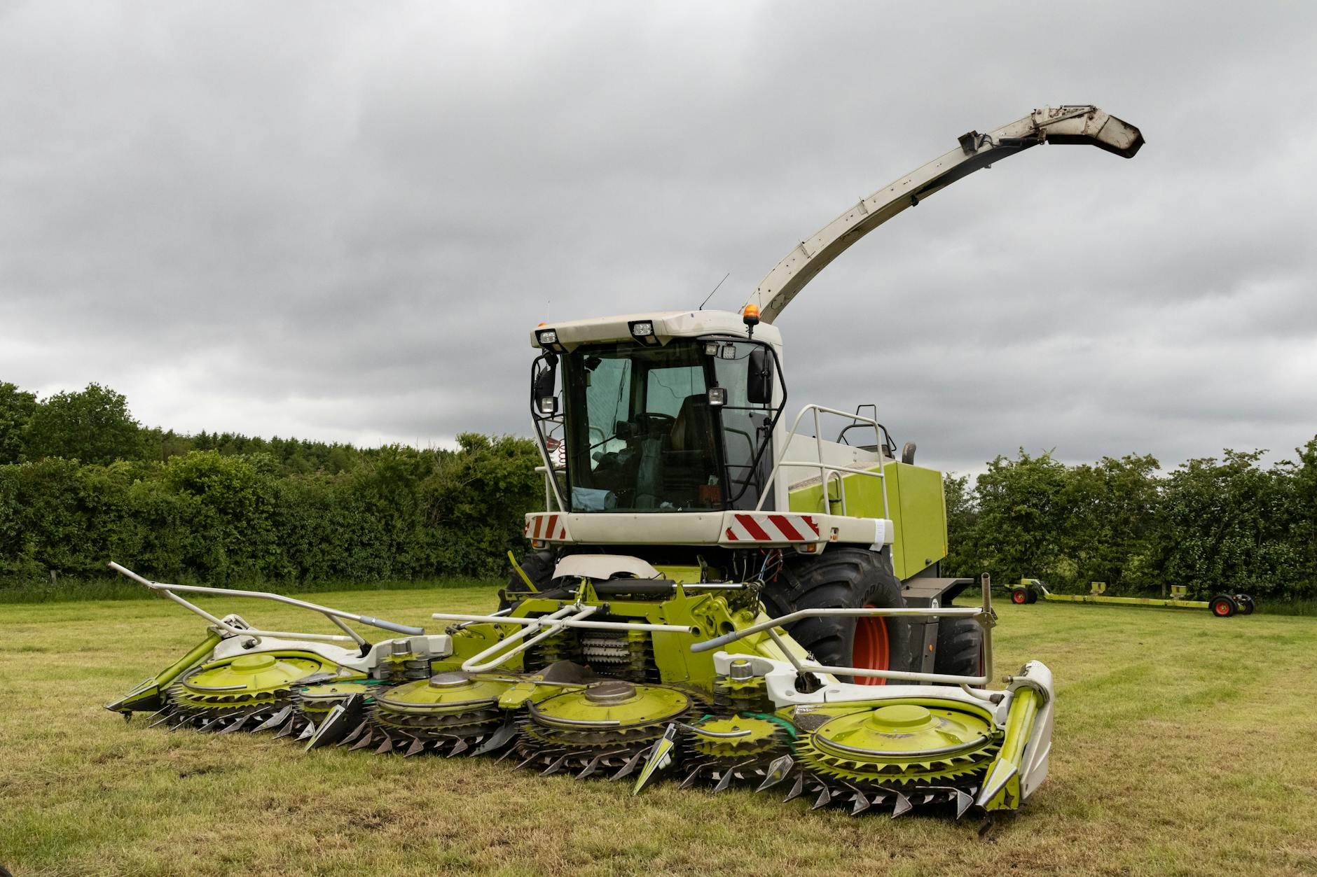 claas jaguar chopper standing on meadow