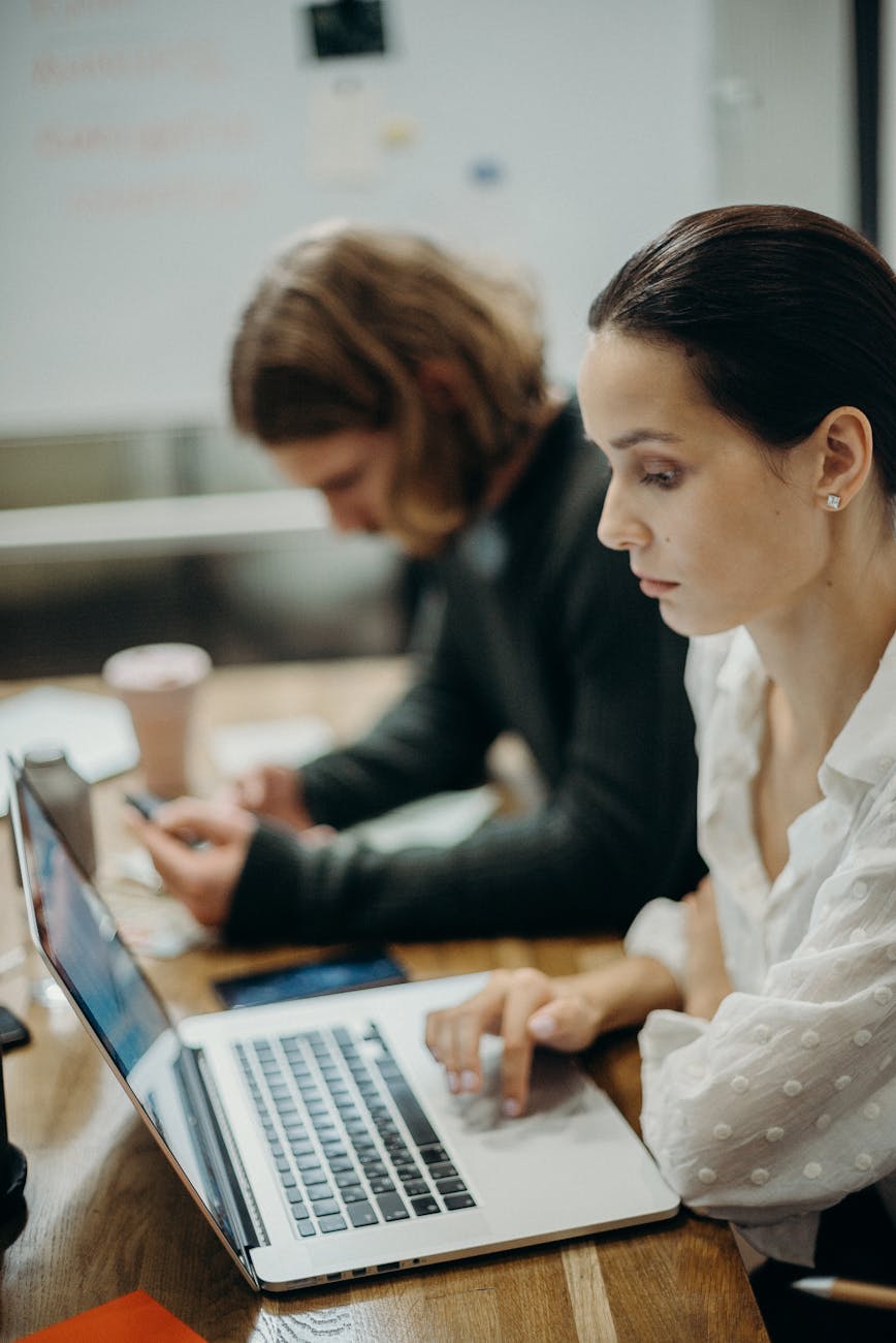 woman using laptop
