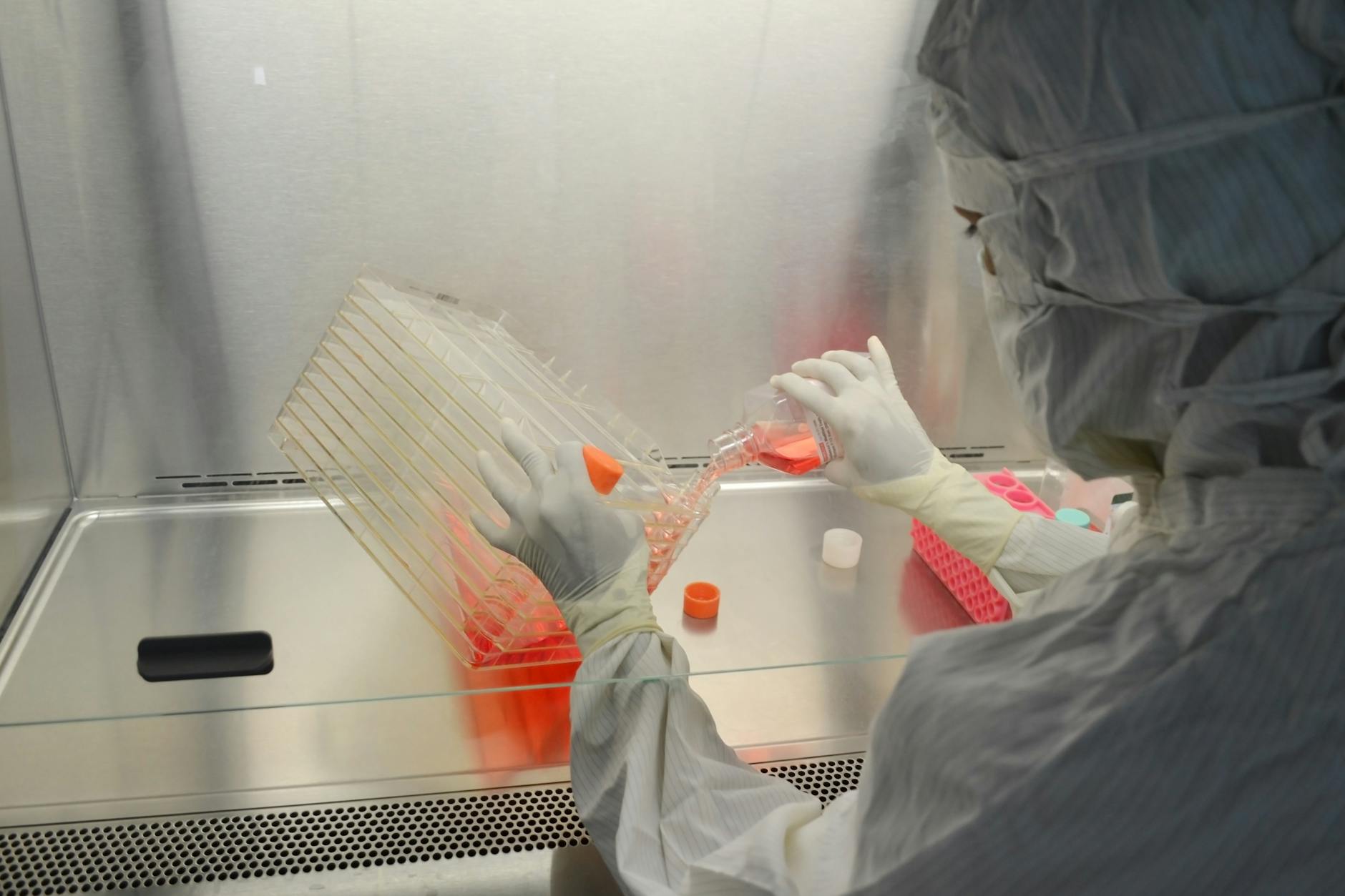 lab technician working with protective gears