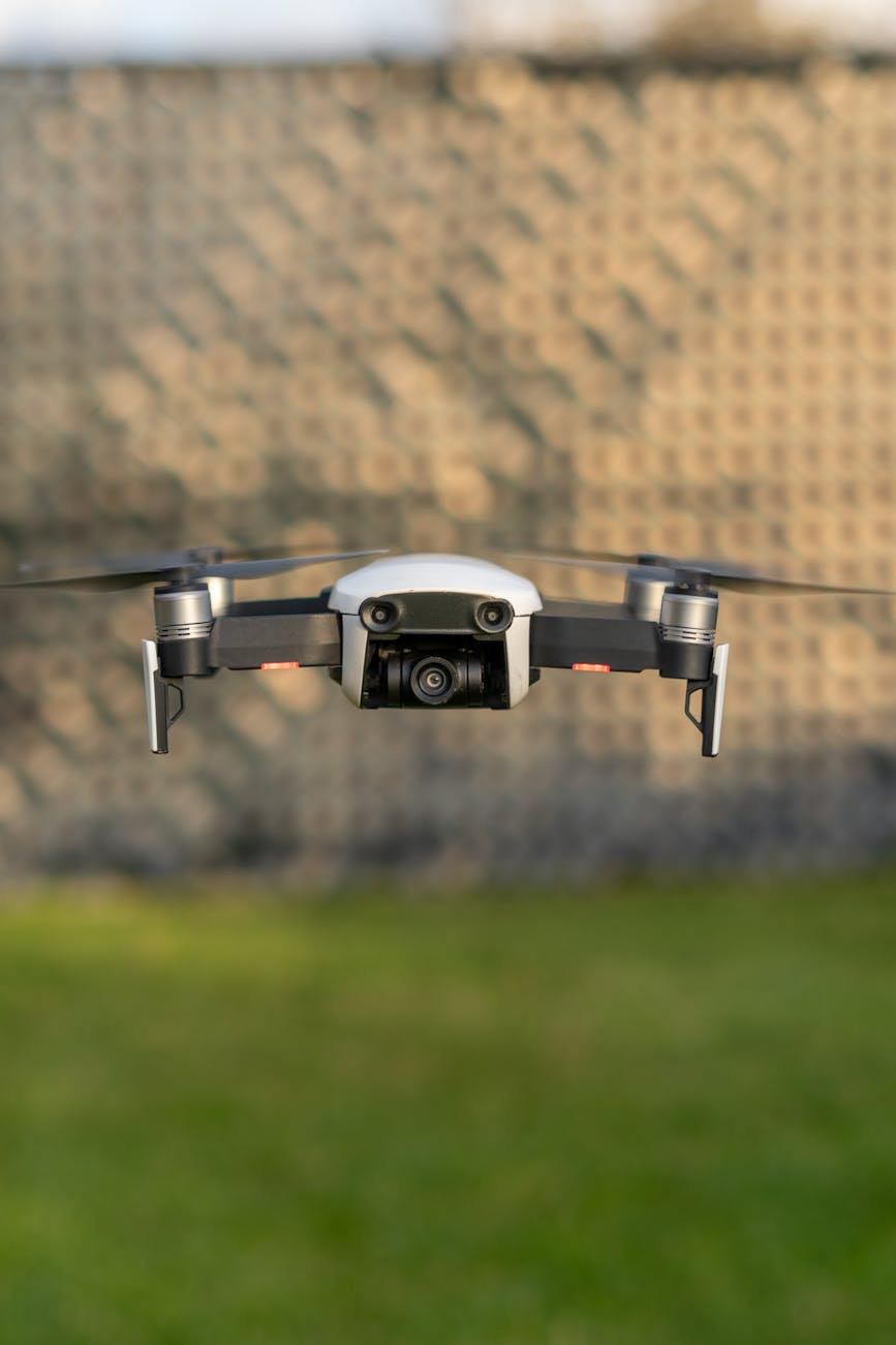 close up shot of a flying drone camera