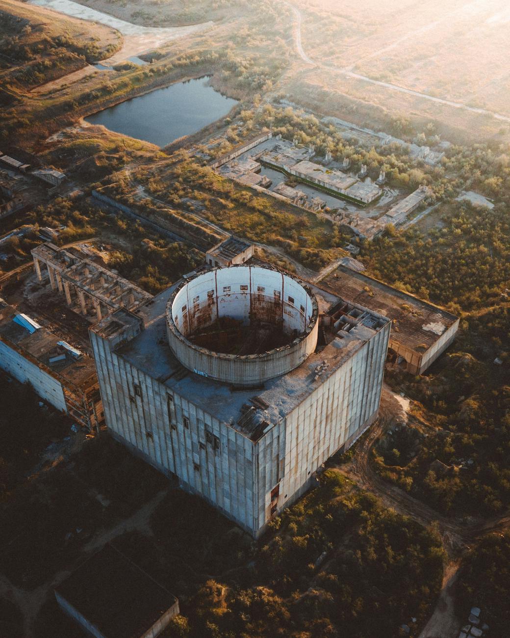 aerial shot of crimean atomic energy station