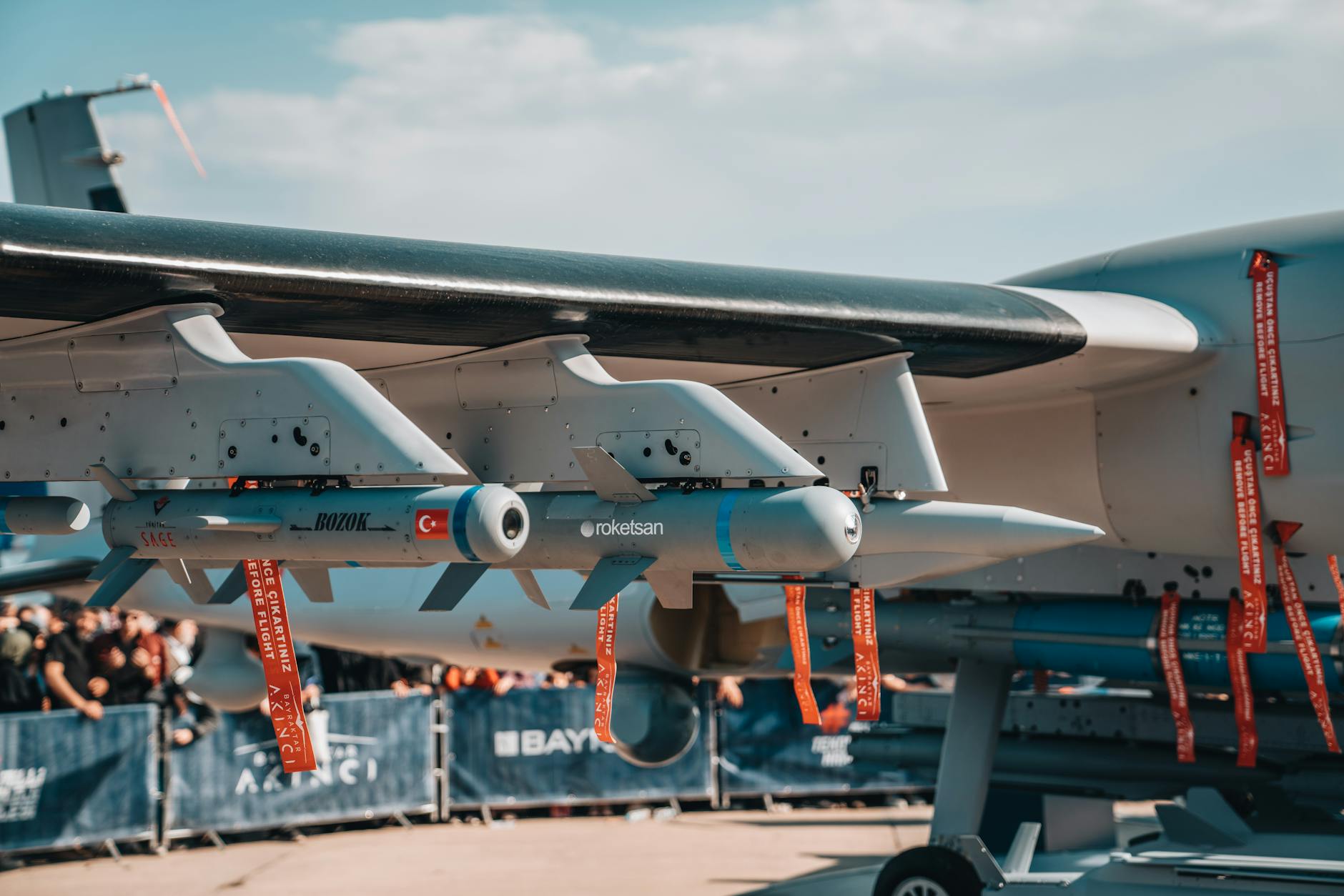 rackets under wing of fighter
