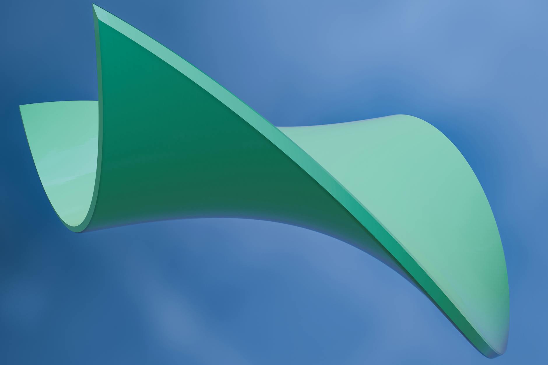 abstract green curved shape on blue background
